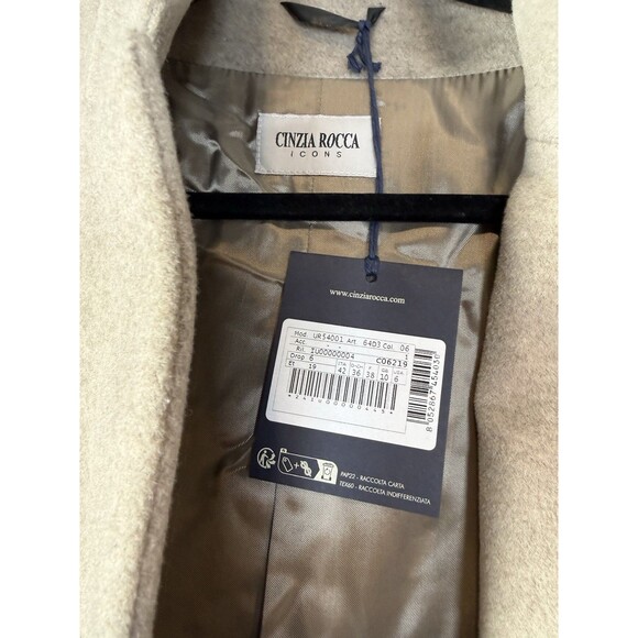 Cinzia Rocca Icons Oatmeal Wool/Cashmere Coat Inverted Notch Collar NWT Size 6 - Picture 2 of 16